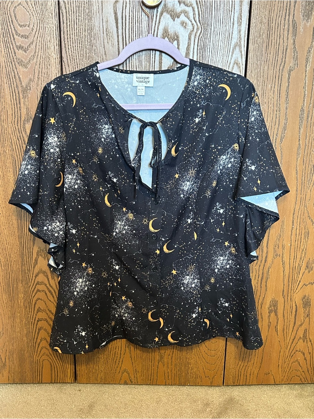 Unique Vintage Galaxy Print Cecilia Blouse - Picture 2 of 3